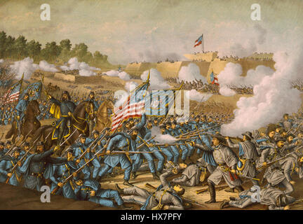 Die Schlacht von Williamsburg war ein bedeutendes Gefecht während des Amerikanischen Bürgerkriegs 1862 und bedeutete einen wichtigen Sieg der Union. Sie war Teil der Halbinsel-Kampagne und spielte eine Rolle in den umfassenderen militärischen Strategien des Krieges. Stockfoto