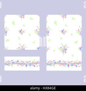Satz von seamless pattern des floralen Bouquets, Blätter und Blüten. Natürlichen Hintergrund. Vektor-illustration Stock Vektor