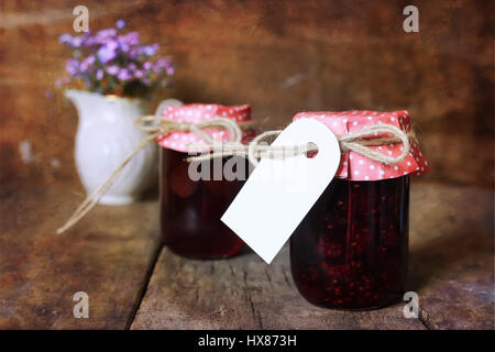 Retro-rustikale hausgemachte Marmeladenglas Stockfoto