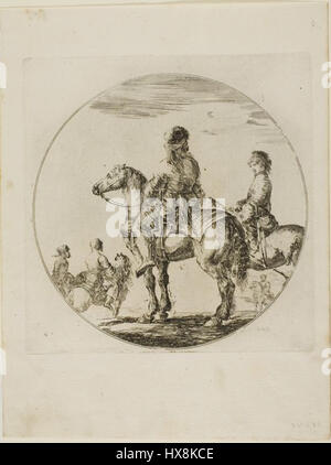 Zwei polnische Reiter, ein Radierung von Stefano della Bella, einem italienischen Künstler, um 1651. Stockfoto