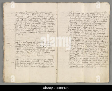 Dieses historische Dokument „Unie van Utrecht“ aus dem Nationalarchiv der Niederlande (NL HANA) stammt aus dem späten 16. Jahrhundert. Er stellt den Vertrag über die Union dar, der 1579 die nördlichen Provinzen der Niederlande vereinte und damit einen bedeutenden Schritt im Kampf der Niederlande um die Unabhängigkeit von Spanien darstellt. Stockfoto