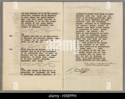 Die Unie van Utrecht (Union of Utrecht) war ein 1579 unterzeichneter vertrag, der die nördlichen Provinzen der Niederlande gegen die spanische Herrschaft vereinte und damit einen wichtigen Moment im niederländischen Unabhängigkeitskampf markierte. Stockfoto