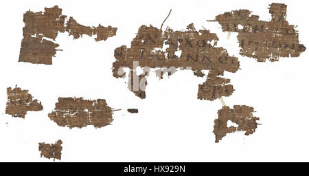 Papyrus 21 Papyrus Oxyrhynchus 1227 Muhlenberg College, theol Pap. 3 Evangelium des Matthäus 12,24 26,32 33 Stockfoto