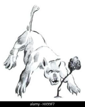 „Piccolo Principe LeoneConFiore“ ist ein Werk, das von „der kleine Prinz“ inspiriert wurde und Themen wie Unschuld, Abenteuer und Natur vereint. In einem skurrilen Stil mit einem Löwen und Blumen dargestellt. Stockfoto