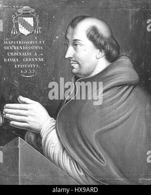 Pierre de La Baume war ein bemerkenswerter französischer Kardinal und Theologe aus dem 16. Jahrhundert, bekannt für seine kirchliche Arbeit und seine Beiträge zur religiösen und politischen Sphäre Frankreichs während der Renaissance. Stockfoto