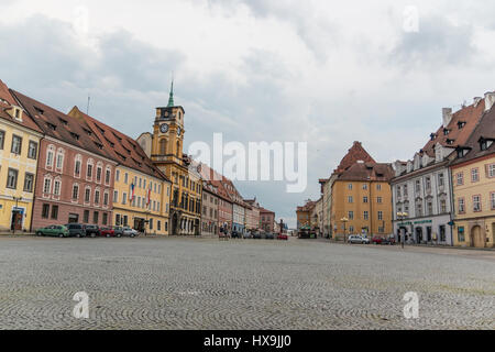 CHEB, Tschechische Republik - 5. Mai 2015: Spalicek - Komplex von mittelalterlichen Häusern, Stadt Cheb (Eger), West-Böhmen, Tschechische Republik, Europa Stockfoto