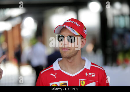Melbourne, Australien. 26. März 2017.  Formel 1 Rolex Australian Grand Prix, 23. -26.03.2017 Sebastian Vettel (GER #5), Scuderia Ferrari Im RTL-Interview Mit Florian König Credit: Cronos/Alamy Live News Stockfoto