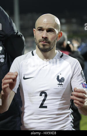 Stade Josy Barthel, Luxemburg Stadt, Luxemburg; WM 2018 Qualifikation Weltfußball, Luxemburg und Frankreich; Christophe Jallet, Frankreich. 25. März 2017. Bildnachweis: Laurent Lairys/Agence Locevaphotos/Alamy Live-Nachrichten Stockfoto