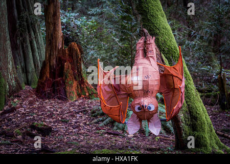 Vancouver, BC, Kanada. 25. März 2017. Fledermaus-Laterne bei Nacht Quest Natur Laterne Event, Pacific Spirit Regional Park, Vancouver, Britisch-Kolumbien, Kanada. Bildnachweis: Michael Wheatley/Alamy Live-Nachrichten Stockfoto