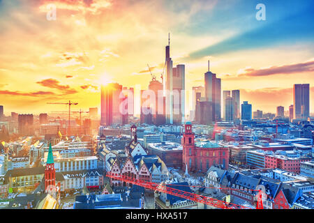 Frankfurt bei Sonnenuntergang, Deutschland Stockfoto
