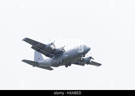 LEEUWARDEN, Niederlande - 6. Juni 2016: Niederländische Luftwaffe Lockheed C-130 H-30 Hercules (L-382) [G-273] während einer Demonstration auf die königlichen Niederlande-Ki Stockfoto