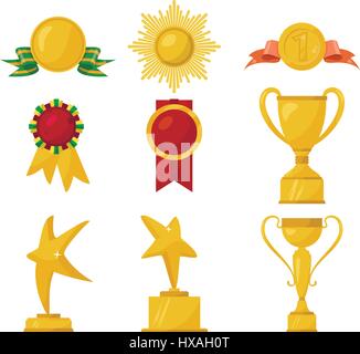 Medaillen und Pokale gold Sammlung Stock Vektor