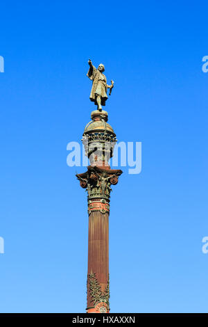 Mirador de Colom, Christopher Colombus Denkmal, Barcelona, Katalonien, Spanien Stockfoto