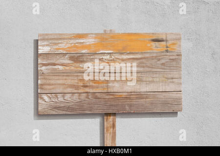 Alte Vintage Holz Schild mit rauen Wand Hintergrund Stockfoto