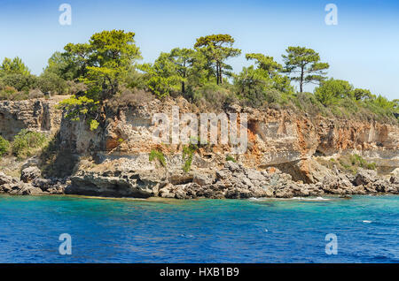 Blick auf kleine Bucht der antiken Stadt Phaselis. Olympos-Nationalpark, Provinz Antalya, Türkei Stockfoto