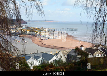 Teignmouth Pier aus hoch oben auf dem Ness in Shaldon Devon England fotografiert Stockfoto