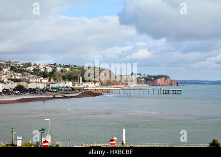 Teignmouth Pier aus hoch oben auf dem Ness in Shaldon Devon England fotografiert Stockfoto