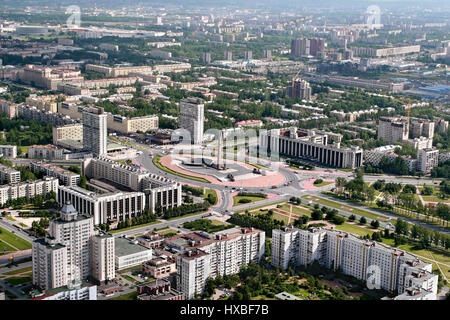 Sankt Petersburg, Russland - 19. Juli 2007: Luftaufnahme des Bezirk Moskau, Siegesplatz, Moskowskij Prospekt Ende und Anfang der Stockfoto