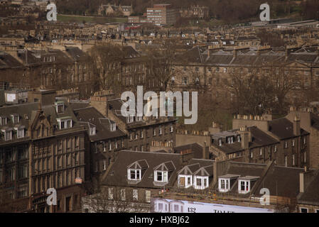 Panorama Luftbild Panorama-Landschaft von der Burg von Edinburgh nach Norden über Stadt Charlotte Square in der Neustadt Stockfoto