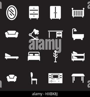 Vektor weiße Möbel Icons set Stock Vektor