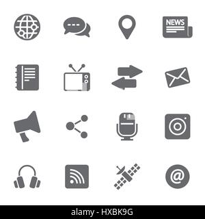 Vektor schwarze Symbole Mediensatz Stock Vektor