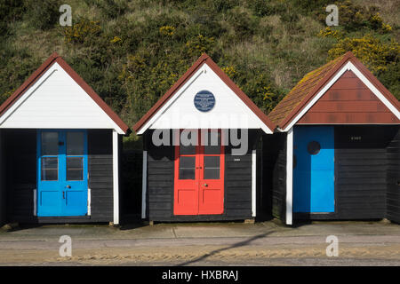 England, Dorset, Bournemouth, Strand Hütten Stockfoto