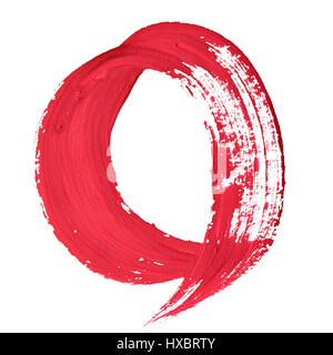 0 - rote handschriftliche Ziffern auf weißem Hintergrund Stockfoto