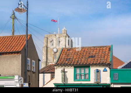 Beccles, Suffolk Architektur, Dachlinie des Shops im neuen Markt im Zentrum von Suffolk Stadt von Beccles, UK. Stockfoto