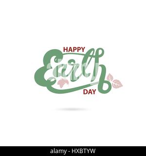 Grüne Erde Tag typographische Gestaltungselemente. Glücklich Earth Day Schriftzug Handsymbol. Glücklich Earth Day-Logo-Symbol. Design für Grußkarte, Post Stock Vektor