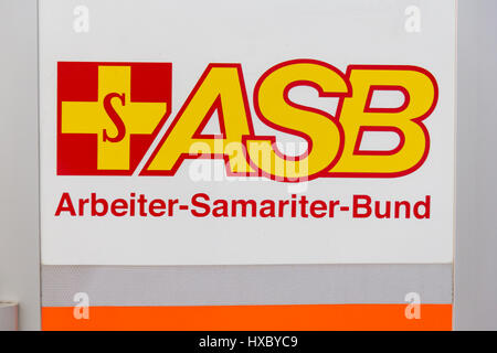 Peine/Deutschland - März 20, 2017: Logo von deutschen Hilfsorganisationen asb (Arbeiter Samariter Bund). Stockfoto