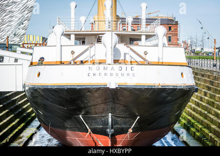 Die SS Nomadic Touristenattraktion in Belfast Titanic Quarter. Stockfoto