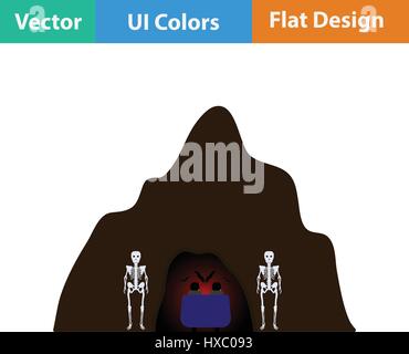 Höhle im Vergnügungspark-Symbol zu erschrecken. Flaches Design. Vektor-Illustration. Stock Vektor