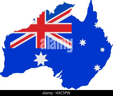 Karte von Australien in australische Flagge Farben Stock Vektor