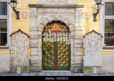 Eingang zum Haus der Schwarzköpfe. Tallinn, Estland, Europa Stockfoto