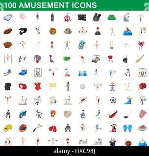 100 Unterhaltung Icons set, cartoon-Stil Stock Vektor