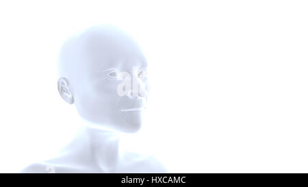 digitale Kunst - ältere kahle (konzeptionelle 3d Darstellung in Schattierungen von blau auf weißem Hintergrund) Stockfoto