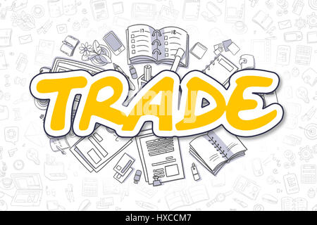 Handel - Cartoon gelbe Aufschrift. Business-Konzept. Stockfoto