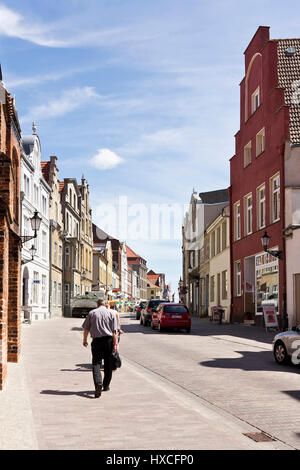 Wohnhäuser und Geschäftshäuser in der alten Stadt Wismar, Wohn- und gewerblich genutzten Gebäuden in der Altstadt von Wismar |, Wohn-Und Gesc Stockfoto