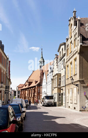 Wohnhäuser und Geschäftshäuser in der alten Stadt Wismar, Wohn- und gewerblich genutzten Gebäuden in der Altstadt von Wismar |, Wohn-Und Gesc Stockfoto