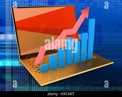 3D Abbildung des Laptops Stockfoto