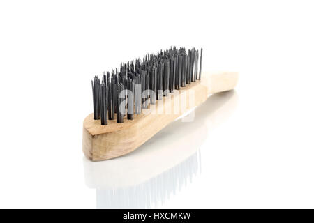 Bürste mit hölzernen Kupplung Draht, Draht Bürste mit hölzernen Acts |, Drahtbürste Mit Holzgriff | Draht-Pinsel mit Holzgriff | Stockfoto