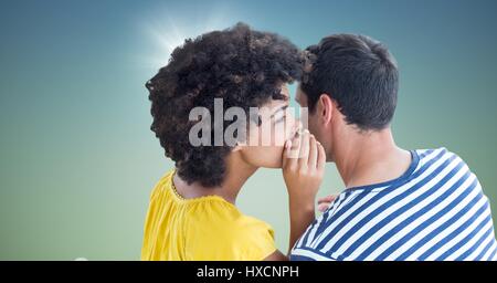 Digitalen Verbund aus paar Flüstern blau grün Hintergrund Stockfoto