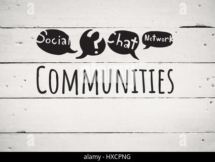 Digitalen Verbund aus Communites Text mit Zeichnungen Grafik Stockfoto
