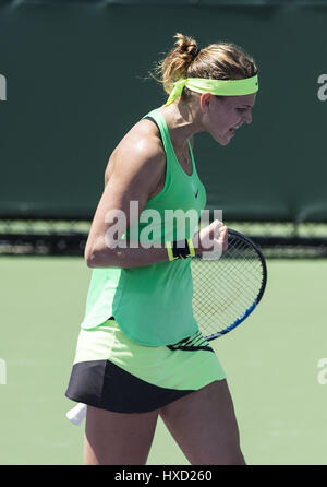 Miami, Florida, USA. 27. März 2017. Lucie Safarova (CZE) Faust Pumpen hier besiegt Dominika Cibulkova (SVK) 76(5) 61 an der 2017 Miami Open in Key Biscayne, FL. Credit: Andrew Patron/ZUMA Draht/Alamy Live News Stockfoto