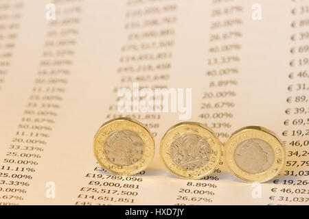 Newcastle Upon Tyne, England, Vereinigtes Königreich. Dienstag, 28. März 2017. Neue britische Pfund-Münze wird ausgestellt. Bildnachweis: Andrew Nicholson/Alamy Live-Nachrichten Stockfoto