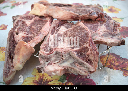 Florentiner Steak Kuh nämlich Fleisch dick geschnitten Stockfoto