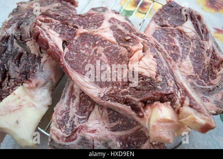 Florentiner Steak Kuh nämlich Fleisch dick geschnitten Stockfoto