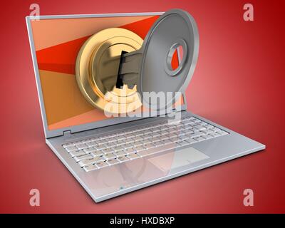 3D Abbildung des Laptop-computer Stockfoto