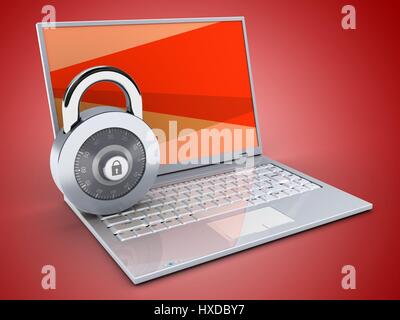 3D Abbildung des Laptop-computer Stockfoto