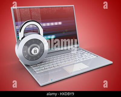 3D Abbildung des Laptop-computer Stockfoto